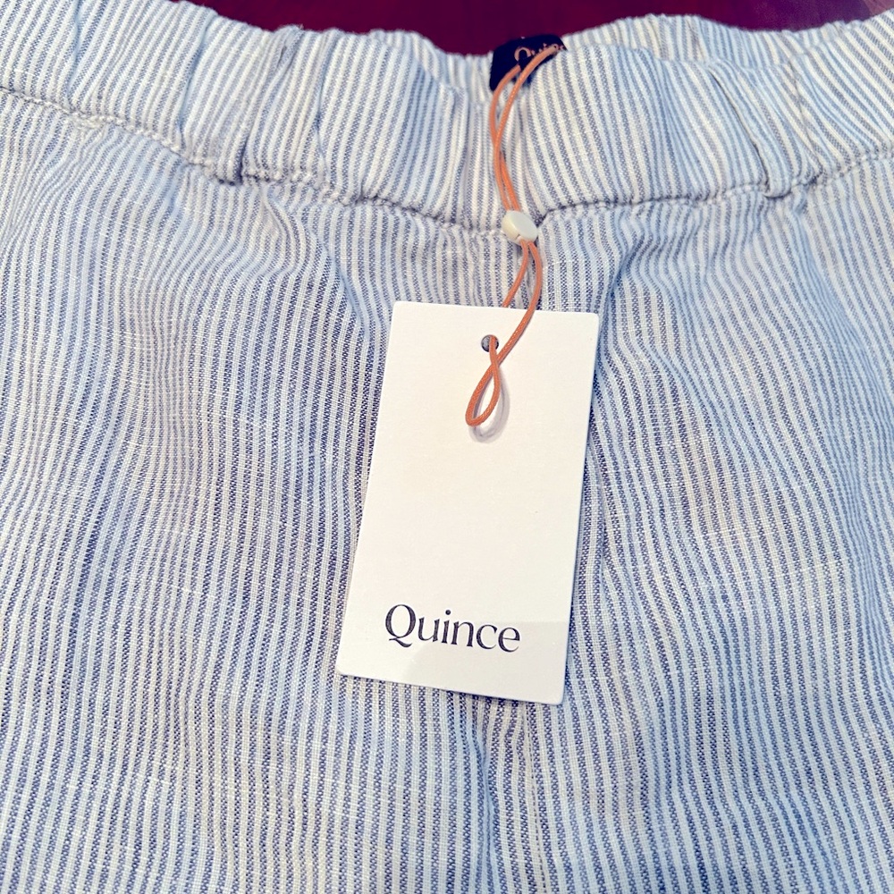 Quince Blue Linen Pinstripe Pants- NWT - Size M